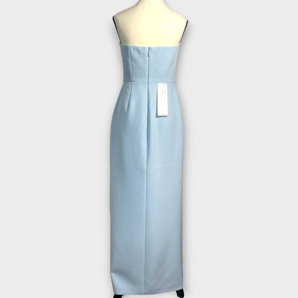 BCBGMAXAZRIA Strapless Crepe Gown Dress 6 Crystal Blue Party Cocktail Wedding - Picture 4 of 12